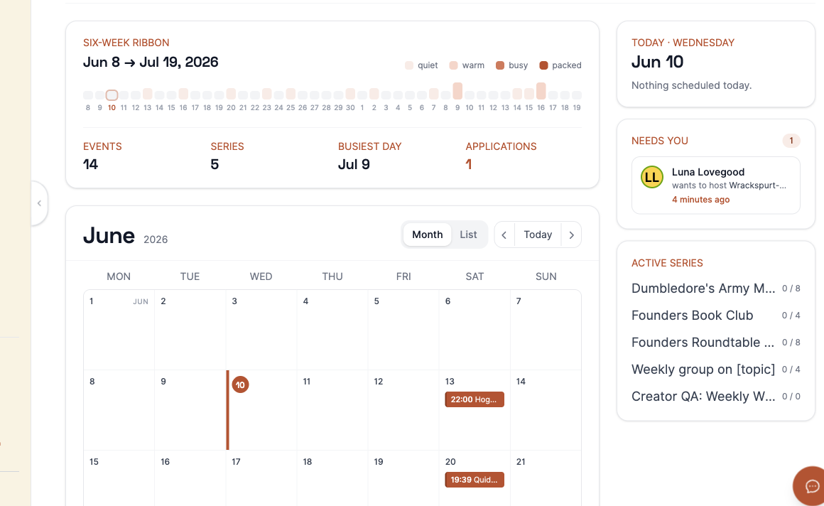 Recurring series, on one calendar