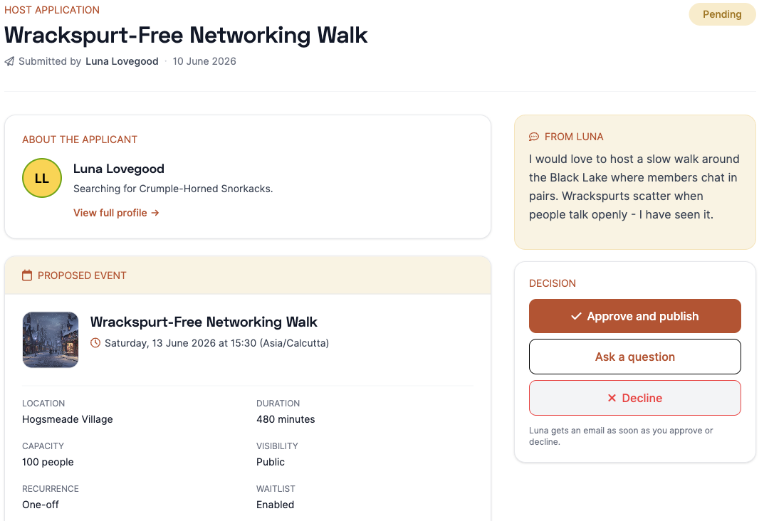 Step 3: Members apply to host, you approve